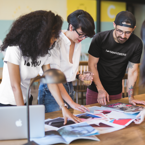 Group of designers wearing HATE Apparel